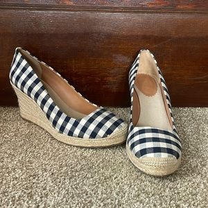 J. Crew Gingham Espadrille Wedges.
